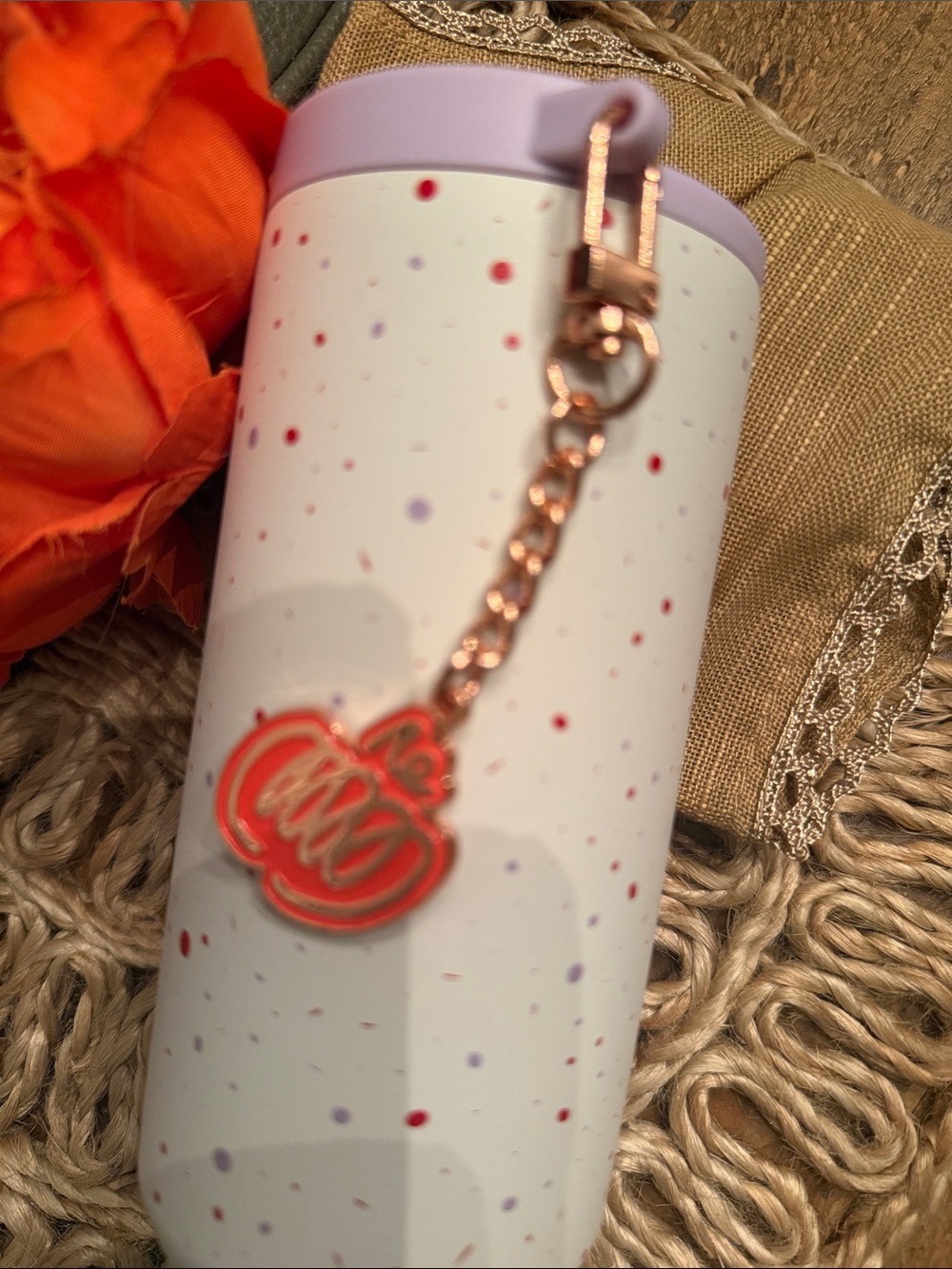 PSL Starbucks  LavenderConfetti Tumbler with Rose Gold Charm and gift card - Picture 4 of 6